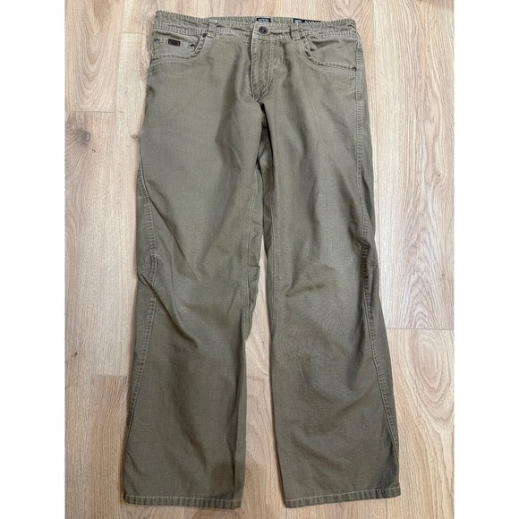 Kuhl Outkast Pants Mens 36x32 Khaki Tan Vintage Patina Dye Canvas Outdoor Hiking - Picture 1 of 8